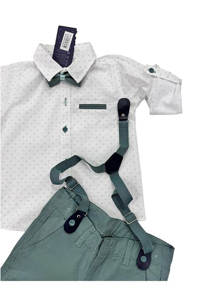Esterella Patterned Boy's Suit / Slopet Straps and Bow Tie / Shirt Pants / Boy's Suit