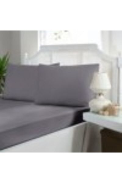 First Choice Set Bed Sheet with Elastic and 2 Pillowcases, Satin Cotton, 160x200 cm, Grey (Quicksilver)