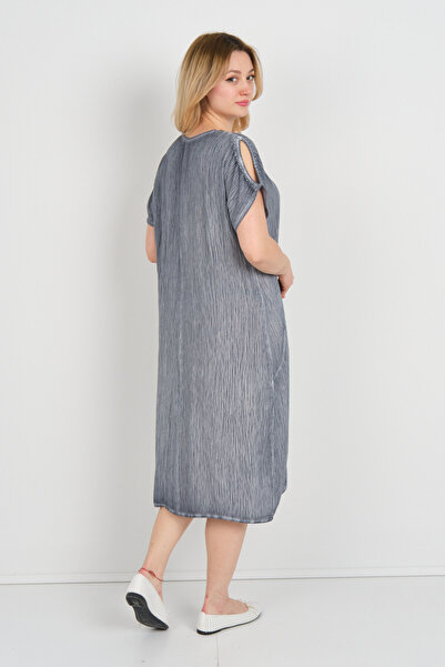 ELLA CAMELIA Жіноча сукня з подвійними кишенями та деталями на плечах, з власним візерунком 19E074 Indigo