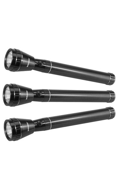 sonashi Rechargeable LED Torch Pack of 3 - 5000mAh Battery | 2 Hours Continuous Working with Unbreakable Gla
