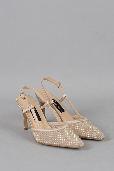 SEÇ KUNDURA Seç 609 - Pantofi cu toc din satin cu detaliu în piatră (10 cm)
