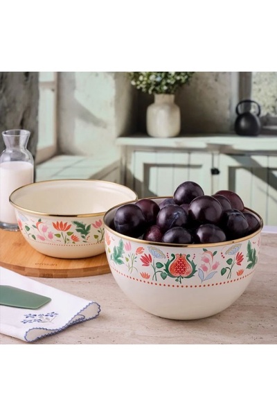 evimzer Emsan Pomegranate Enamel Mixing Bowl 24 cm