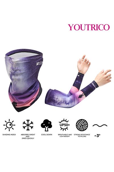 Youtrico Gloves/face Mask Set Ice Silk Uv Protection Kit For Driving/cycling Spf50 High Protection