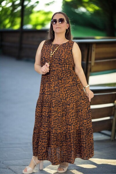 yagmurberen Japanese Sleeveless Robes with Fluffy Intermediate Length Plus Size Cotton Viscose Dress