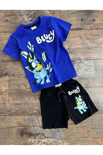 KİDSPİTİRCİK SET PANTALONI SCURTI CU IMPRIMARE BLUEY ALBASTRU BĂIEȚI