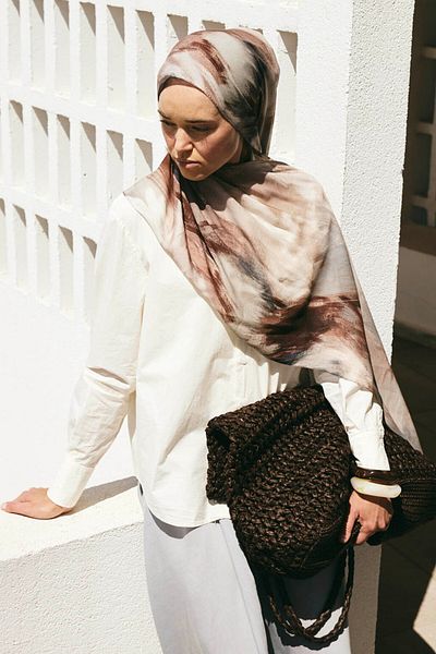 Qef Deluxe Summer Shawl Gray Coffee