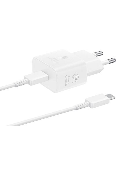 Samsung Samsung Mains Charger with USB-C Cable, 25W, 3A, 1 X USB-C, White