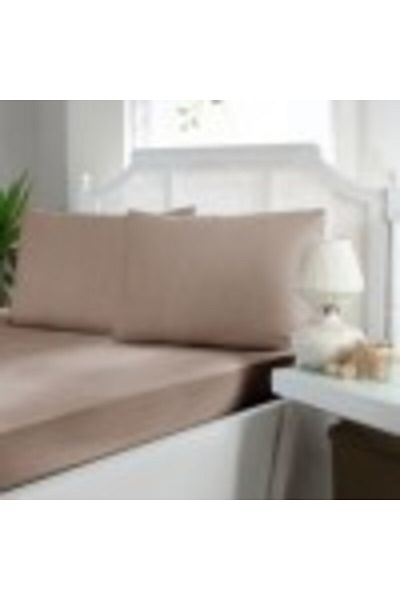 First Choice Set husa de pat cu elastic si 2 fete de perna, bumbac satin, 160x200 cm, Maro (Mink)