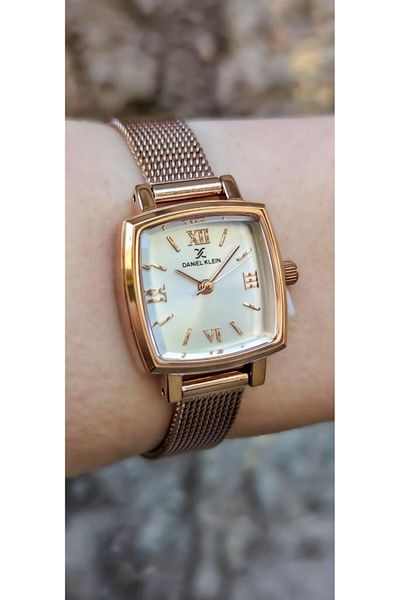 Daniel Klein Dke.1.10844 Straw Cord Roman Numeral Square Dial Women Wrist Watch