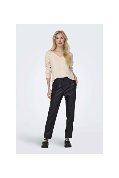 ONLY Women's Pipe Leg Leather Pants