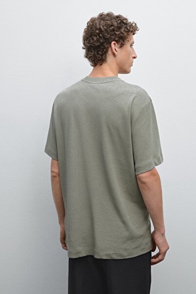 Massimo Dutti Keten karışımlı kısa kollu t-shirt