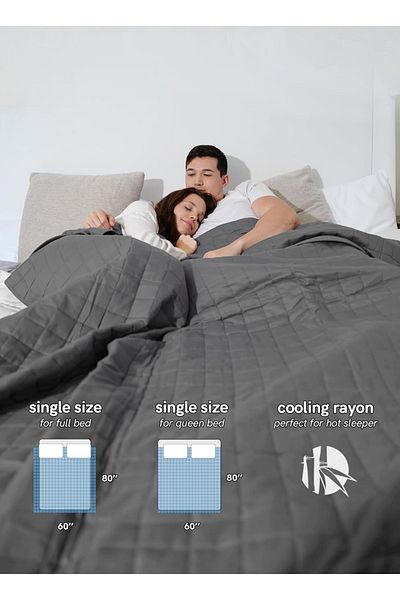 sharpdo All-Cotton Dark Gray Gravity Blanket, Soothing Sleep, Relieving Stress, Suitable for All Seasons