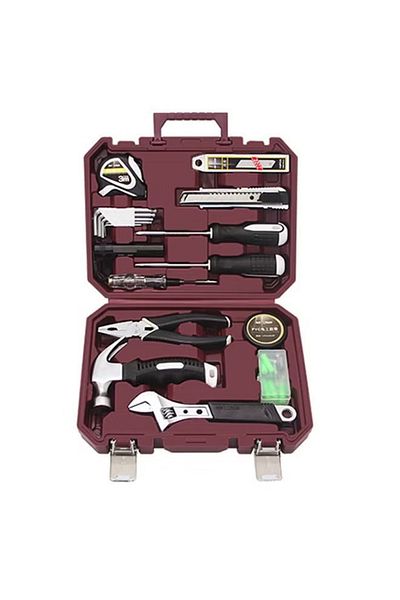 fulina 12-piece hardware repair tool set, non-slip handle, rust-proof, with storage box, for home use, red