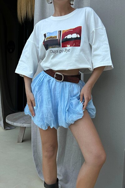 Eka Kadın Mavi Balon Etek 1017-4139