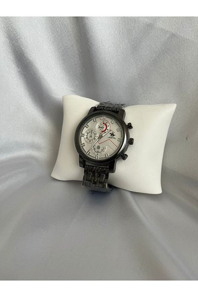 QUARTZ Black Steel Shi Cord White Stylish Dial Classic Men's Watch