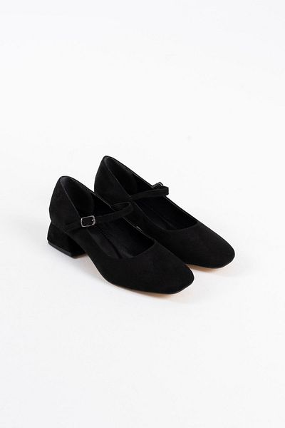 EMOYRA Edna Women's Black Suede Heeled Shoes