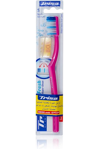 Trisa Fresh Super Clean Soft Toothbrush With Travel Cap, Assorted