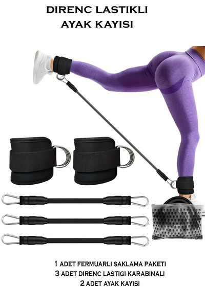 GAZELMANYA Set de 6 elastice de rezistență Set de Pilates Set de exerciții pentru șolduri cu elastic de rezistență Curea pentru picioare