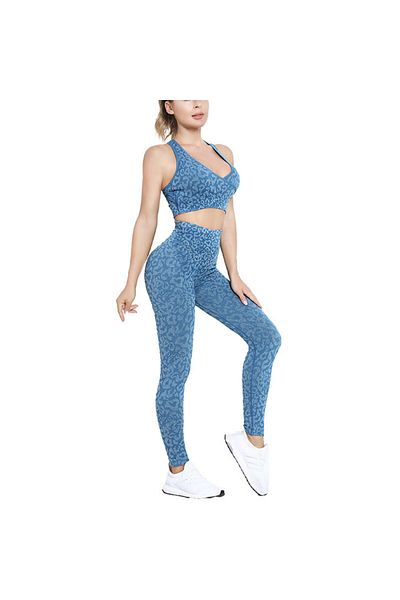 Muchmy 2 Pcs Women's Quick-drying Fitness Sportswear Gym Set Elastic Top Bra Long Trouser