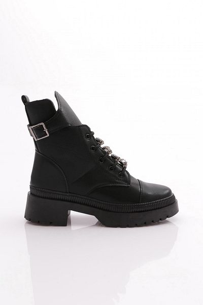 DGN K9030 Women's Crystal Stone Laced Boots