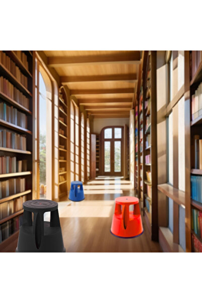 Karlobi Mavi Tekerlekli Tabure - | Kaydırmaz | - | Basamaklı | - | Devrilmez |