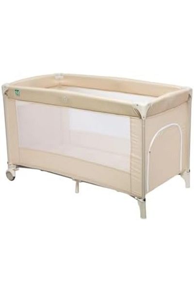 Mas Dream & Play Travel Bed with Mattress, Foldable Carrying Bag (Beige)