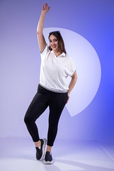 Roxxlen 1222546 Γυναικείο κολάν μεγάλου μεγέθους με τσέπες μαύρο