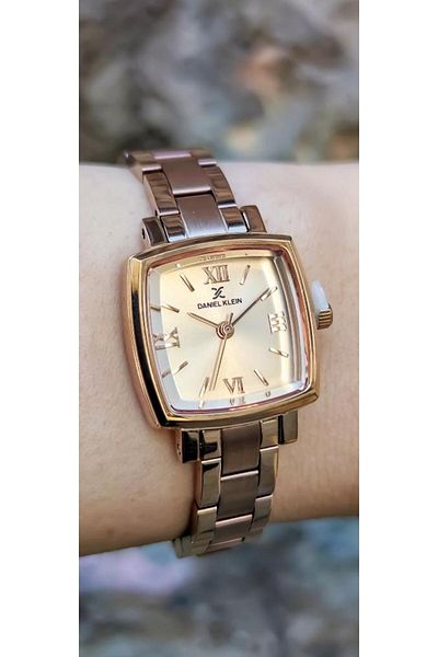 Daniel Klein Dke.1.10839 Square Dial Curved Glass Roman Numeral Women's Wrist Watch