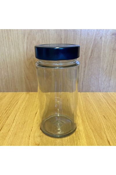 vipgross 500 Cc Glass German Jar (6 Pcs) - Black Metal Lid, 500 ml Deep Glass Jar with Lid