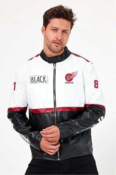 Black Level Men's Oversize Striped Coat - Garnished College Jacket