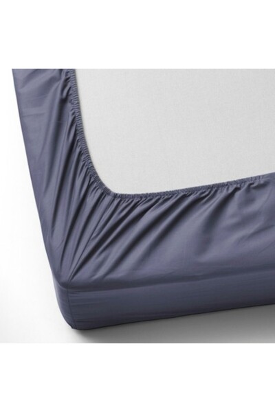 First Choice Bed cover set with elastic and 2 pillowcases, cotton satin, 180x200 cm, Blue (Eclipse)