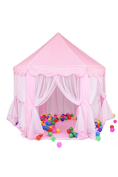 MJ TOYS Prenses Çocuk Oyun Çadırı, Altıgen Pembe Oyun Çadırı Masal Evi