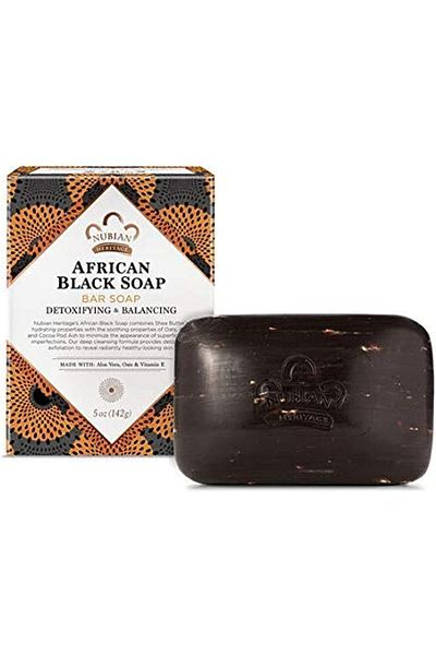 Nubian Heritage African Black Soap Bar with Oats and Aloe, 5 Oz