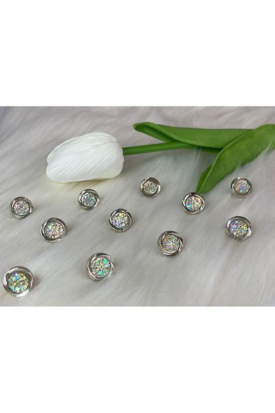BRAVE TEKSTİL ÜRÜNLERİ Silver Stone Button(18Size)11Mm-10 Pieces