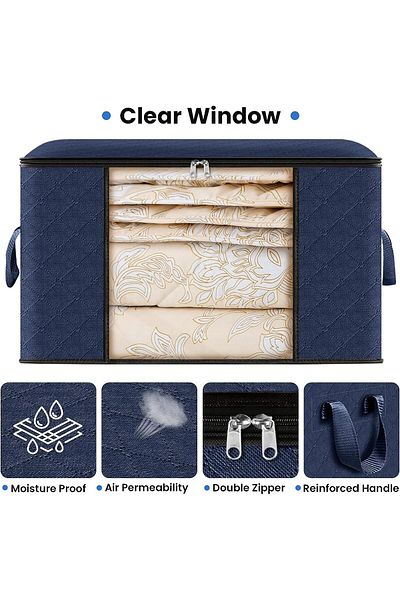 MACVI Geanta de Depozitare Albastru cu Fermoar Macvi®, Marimea L, 70x50x30