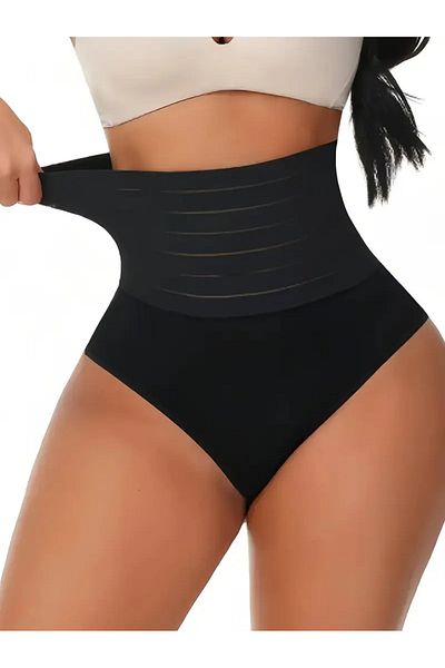 MİSTİRİK Model Flerna - Chiloți șir negru cu talie elastică, burtă aplatizată, corset