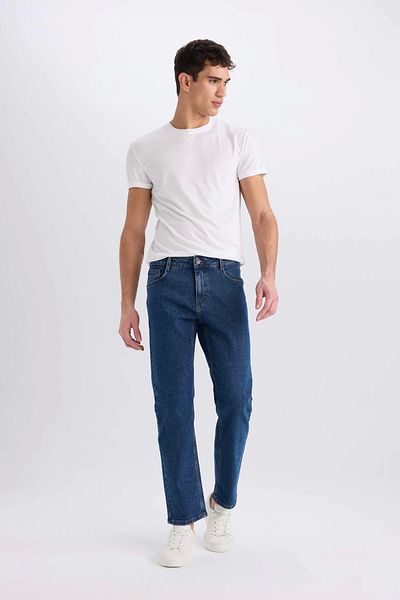 DeFacto D9829 Blue Sergio Regular Fit Normal Fit Normal Waist Pipe Leg Jean Pants