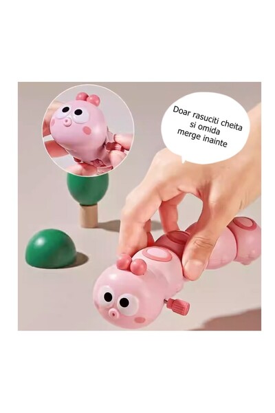 Stef's Cat Flippy Mechanical Toy for Children, Funny Caterpillar, ABS Material, with Key, Crawls and Moves, 15