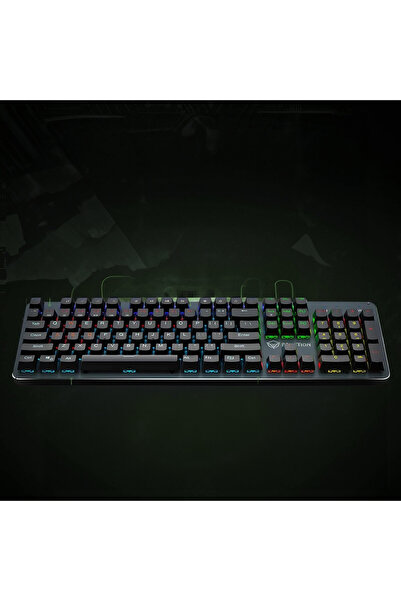 Pierre Mond Tastatură de gaming profesională, cablu USB, RGB, neagră, 44 x 13,5 x 3 cm