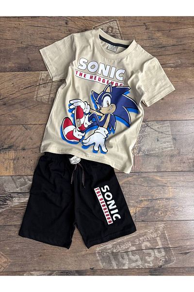 KİDSPİTİRCİK Boy's Stone Sonic Printed Shorts Suit