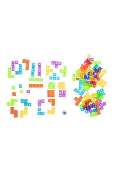 Flippy Tetris Puzzle Tangram - 70 Multicolor Pieces, 3D Montessori Interactive Game, Red Frame