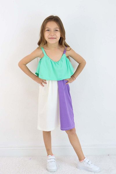 Pijamella Girl's Multicolor Above Knee Combed Beach-Pool-Sea Dress