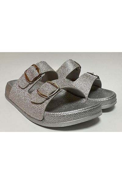 Pienn Glitter Adjustable Double Buckle Elastic Anatomic Sole Women's Home and Street Slippers