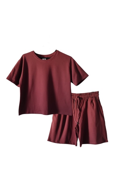 ModaDeniz Women's Tile Pique Modal Fabric Shorts Bottom Top Set