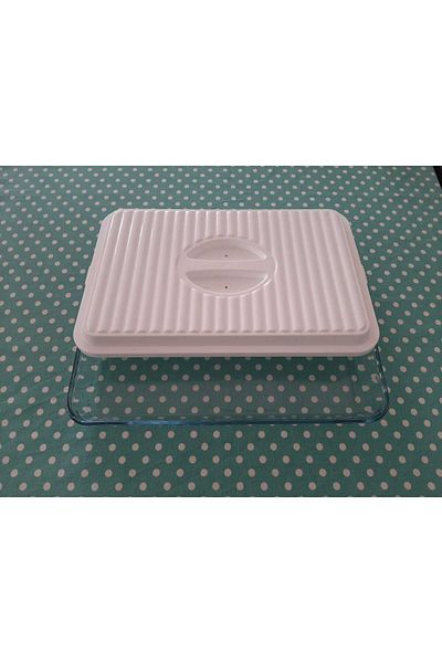bir sürü eşya pak market White Colored Pyrex Lid Rectangular Plastic 40,5cm X 27,5 cm