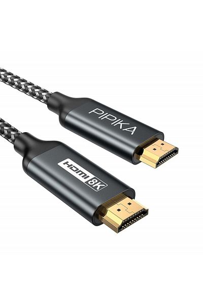 PIPIKA Cablu HDMI 2K 8.60, plat, negru/gri, nailon, 1 m
