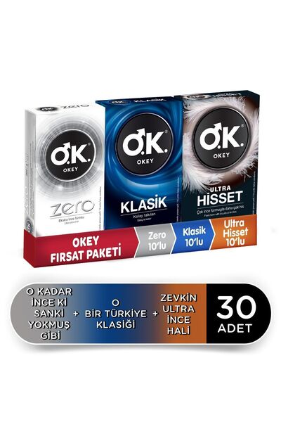 Okey Zero 10'lu Klasik 10'lu Ultra Hisset 10'lu Prezervatif