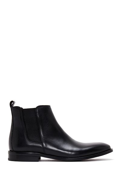 Derimod Men's Black Leather Casual Chelsea Boots 24Wfd 601518