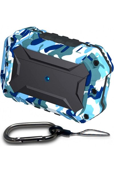 Flykreark Husă de protecție compatibilă cu Airpods Pro, aliaj de aluminiu/silicon, albastră