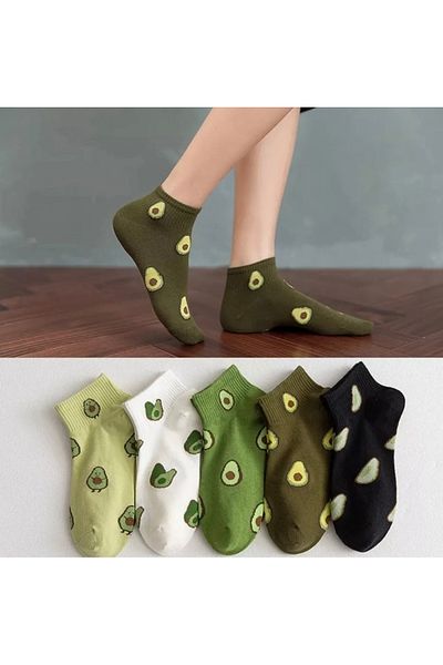 Bestrend 5 Pack Avocado Patterned Booties Socks Unisex